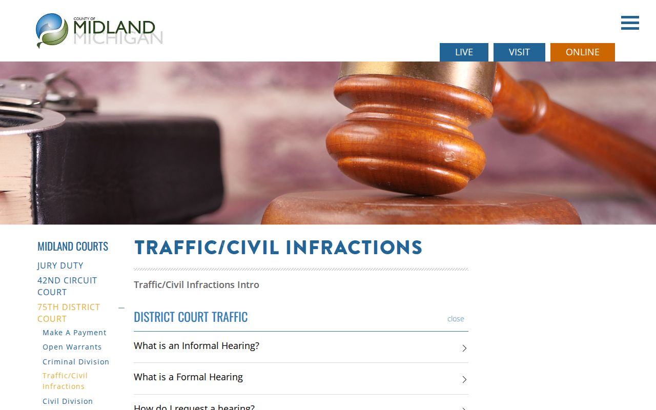 Midland County informal and formal traffic hearing process for traffic warrant cases