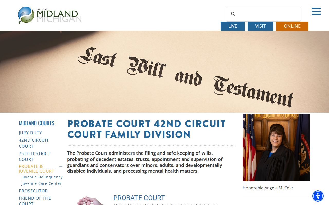 Midland County Probate and Juvenile Court contact details for bench warrant questions