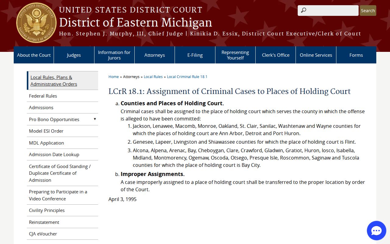 Federal court assignment of Midland County cases for federal fugitive tips